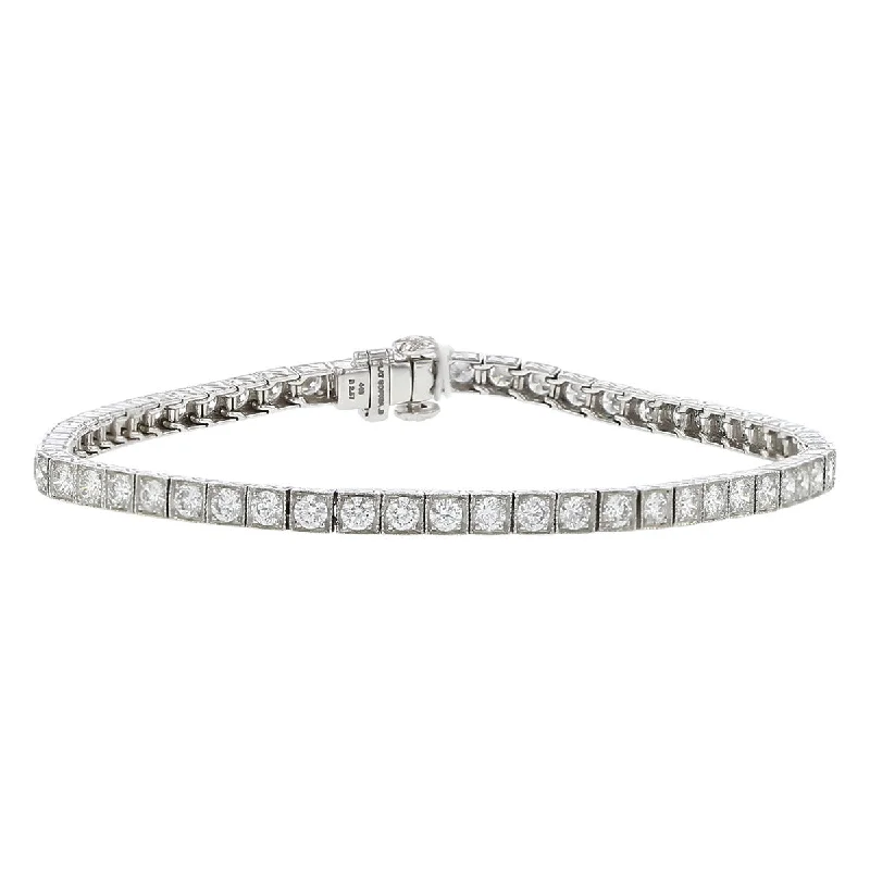 Platinum 2.57-Carat Diamond Box Tennis Bracelet