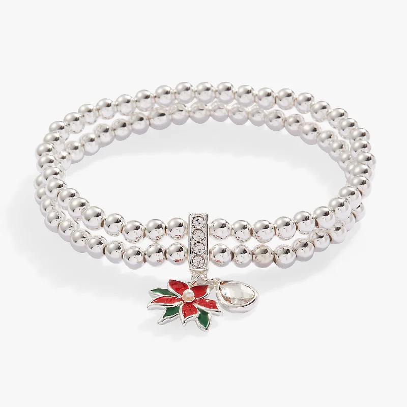 gold wedding band for men Poinsettia Stretch Charm Bracelet