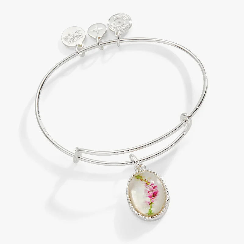 stackable gold bangle set Printed Flower 'Mom' Charm Bangle