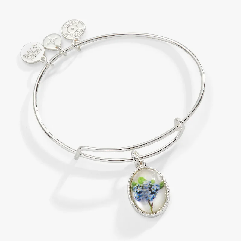 white gold infinity ring Printed Flower Remembrance Charm Bangle