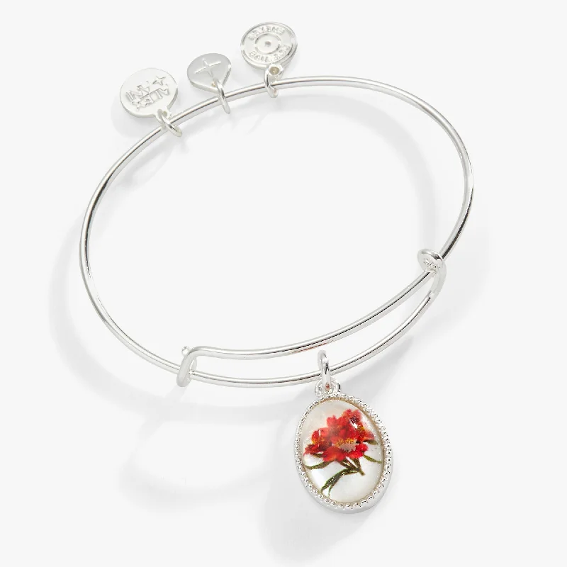 sterling silver infinity bracelet Printed Flower 'Sister' Charm Bangle