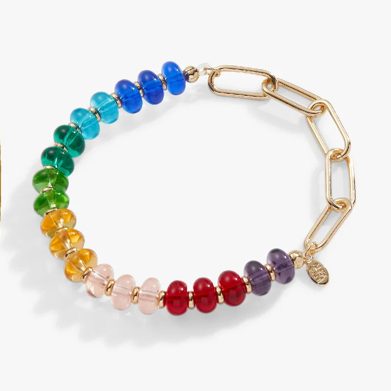 real diamond eternity band Rainbow Beaded + Chain Stretch Bracelet