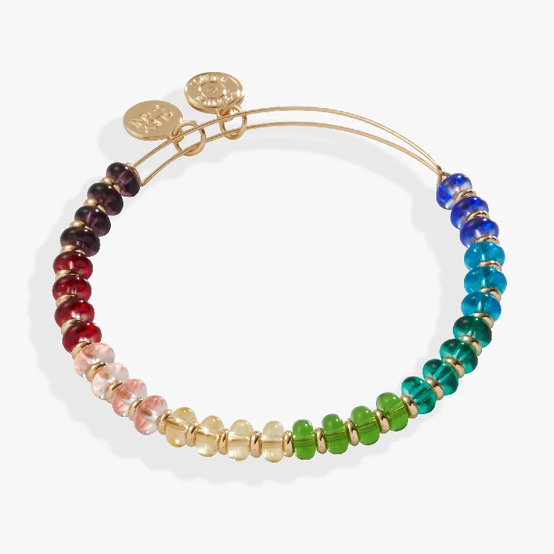 handmade gold nugget ring Rainbow Beaded Bangle