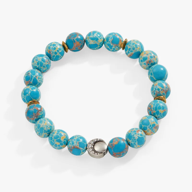 chunky silver hoop earrings Reconstituted Turquoise Beaded Stretch Bracelet