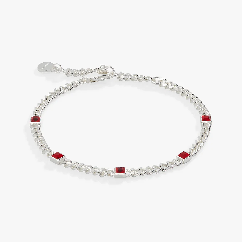 minimalist chain anklet gold July Birthstone Ruby Curb Chain Bracelet