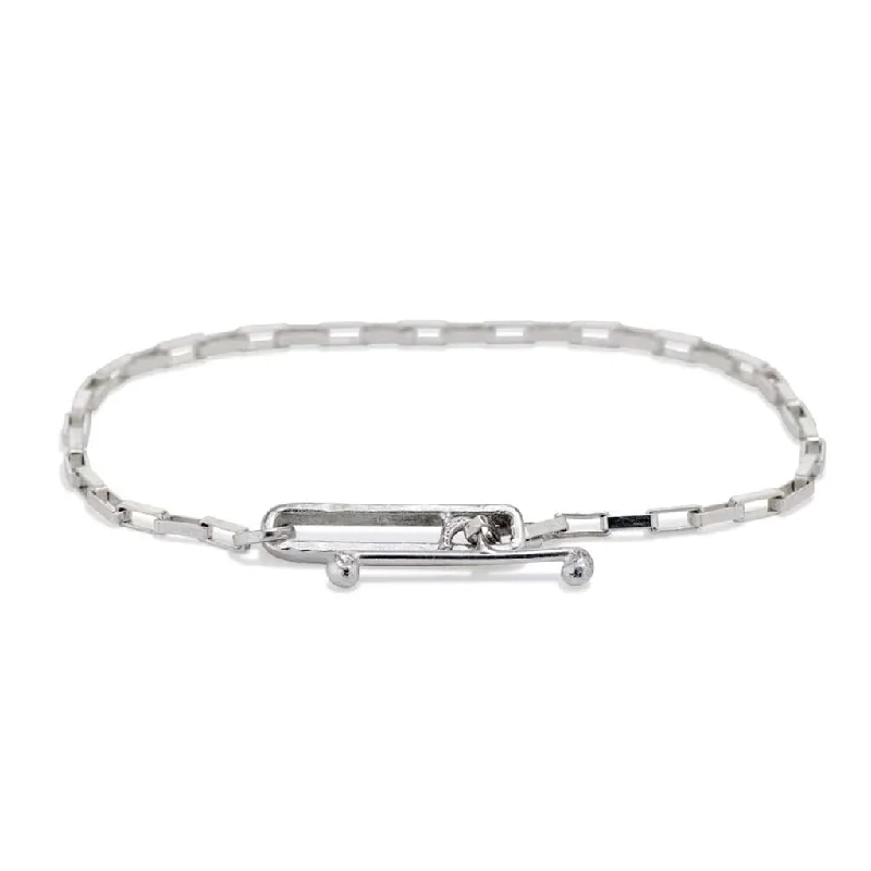 "Caroline" Sterling Silver Box Chain Bracelet with Handmade Toggle Closure