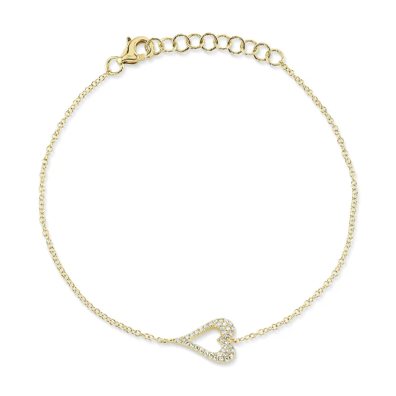 vintage-inspired pearl brooch 0.09CT DIAMOND OPEN HEART BRACELET