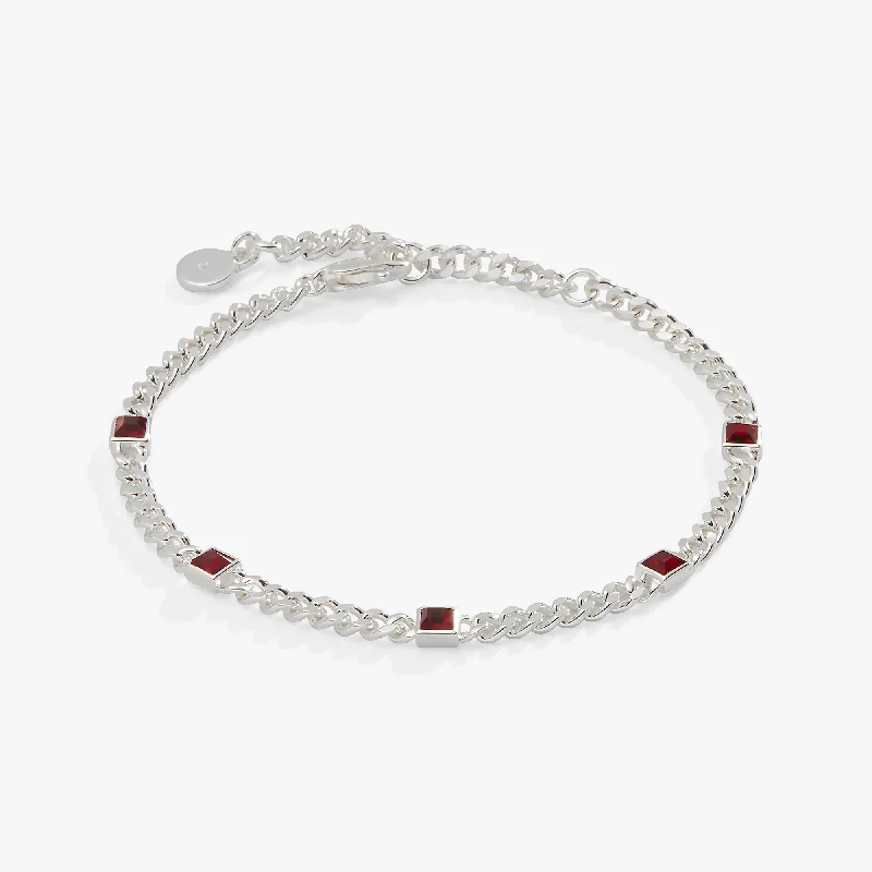 vintage pearl engagement ring January Birthstone Scarlet Curb Chain Bracelet
