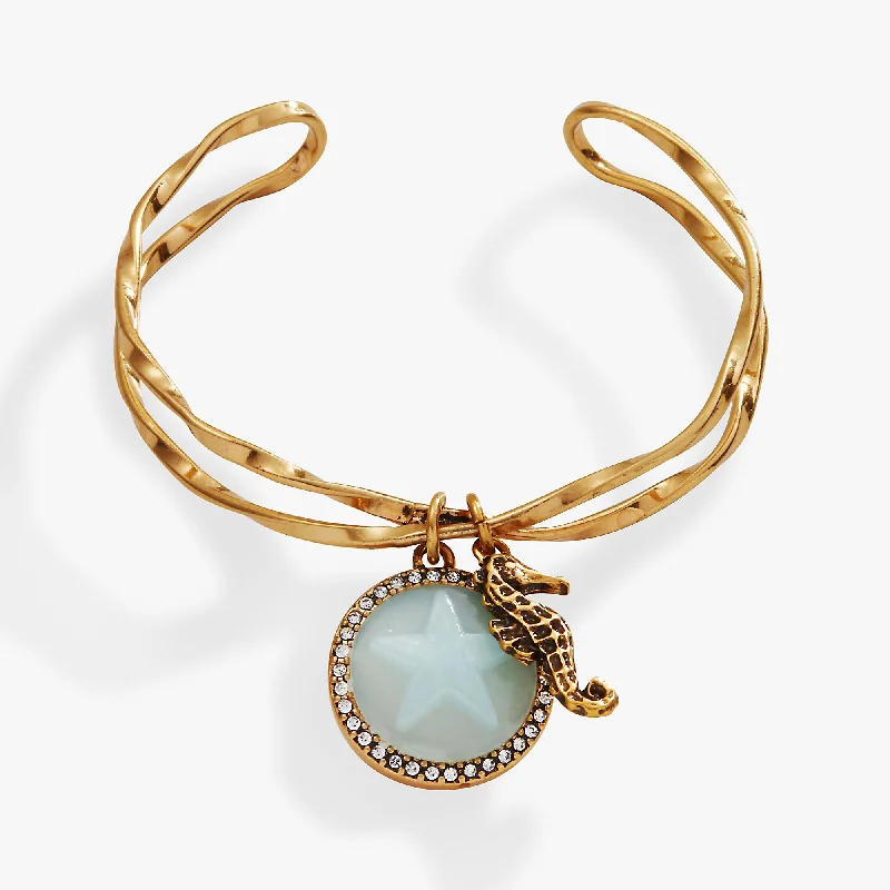 minimalist horseshoe necklace gold Seahorse + Sand Dollar Twisted Cuff