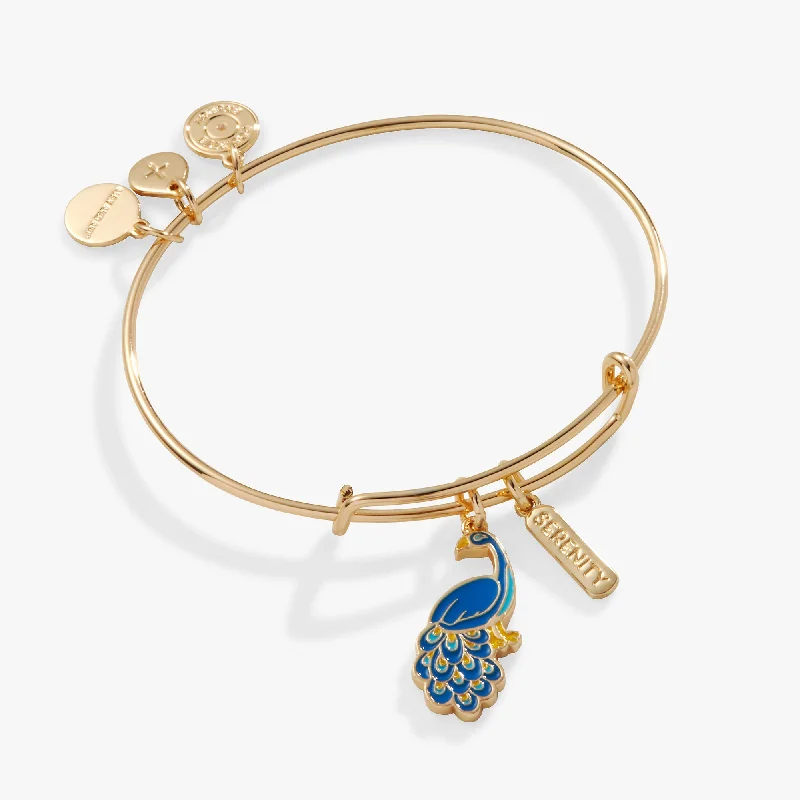 vintage-style garnet ring 'Serenity' Peacock Duo Charm Bangle Bracelet