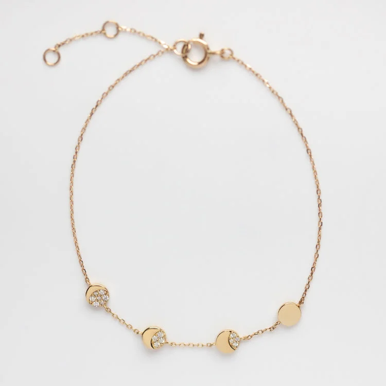 personalized family tree necklace Solid Gold Diamond Moon Phases Bracelet