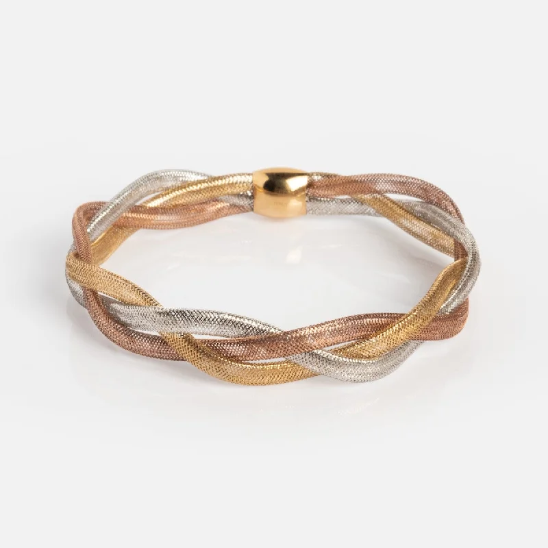 silver Celtic knot necklace Solid Gold Mixed Metal Braided Mesh Bracelet