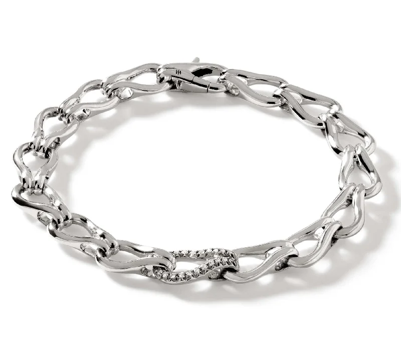 wedding anniversary diamond ring Sterling Silver White Natural Diamond Surf Collection Bracelet