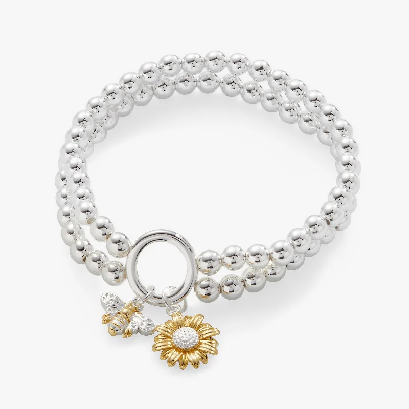 rose gold infinity bracelet Sunflower + Bee Double Stretch Bracelet