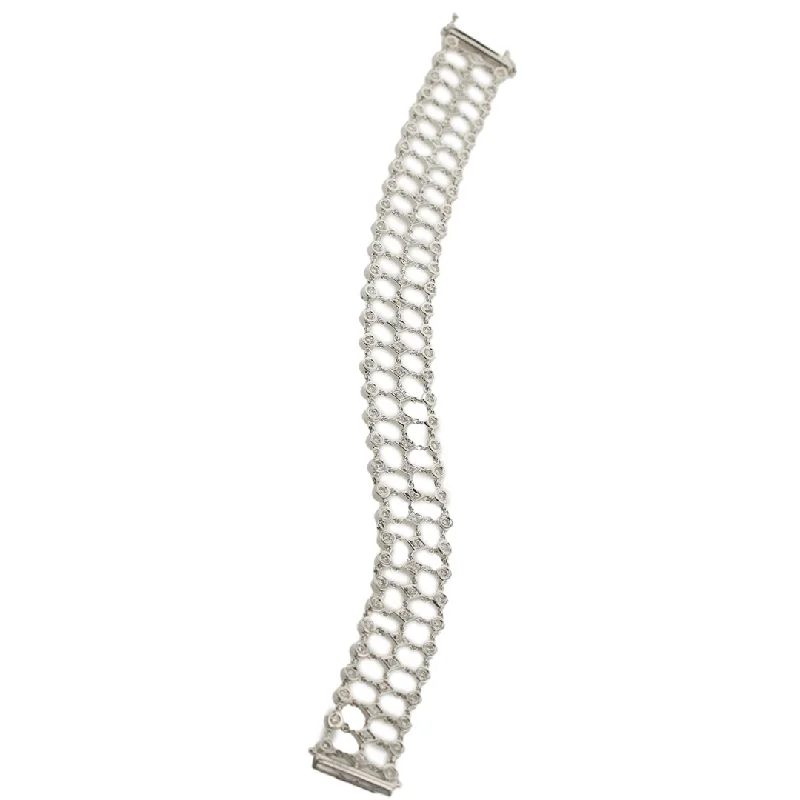 modern geometric silver ring "The Penelope's Perfection Diamond Bracelet" 4.0CTTW 14KWG modern geometric silver ring "The Penelope's Perfection Diamond Bracelet" 4.0CTTW 14KWG