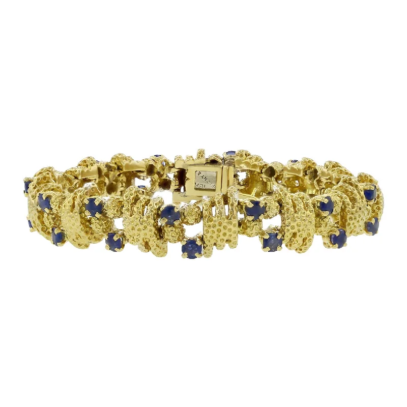 Tiffany and Co. Sapphire Gold Honeycomb Bracelet