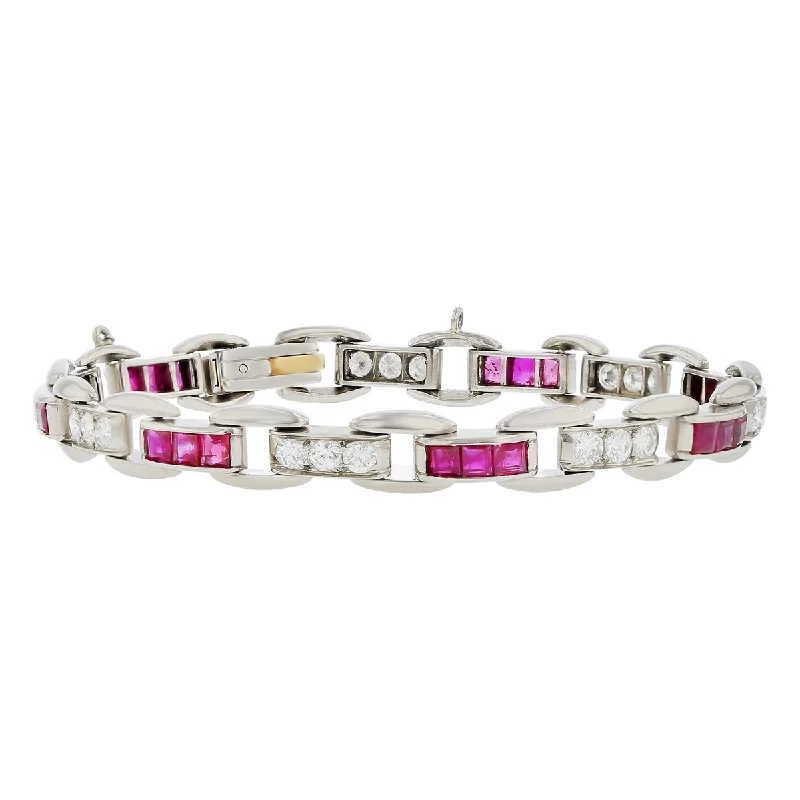 Tiffany Palladium Ruby and Diamond Bracelet