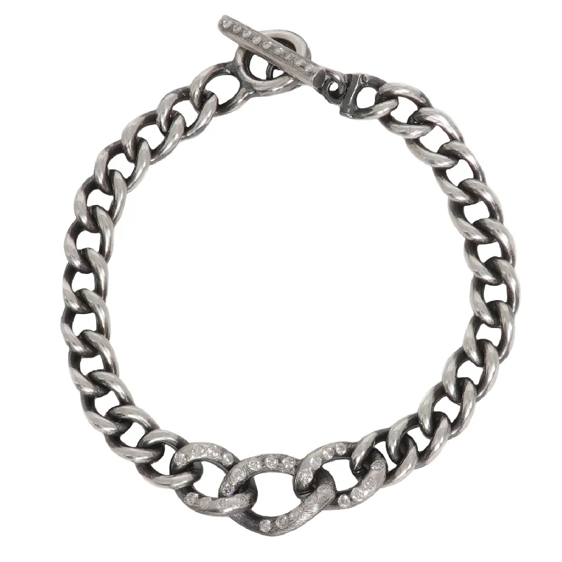 personalized couple rings Diamond Trio Curb Link Bracelet