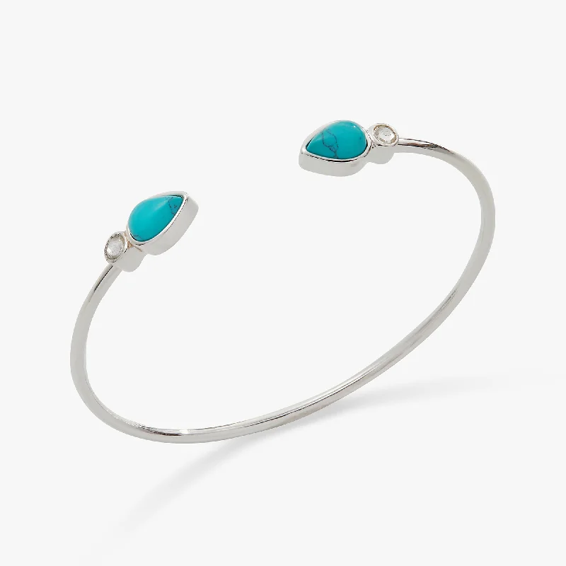 personalized bar necklace silver Turquoise and Crystal Flex Cuff
