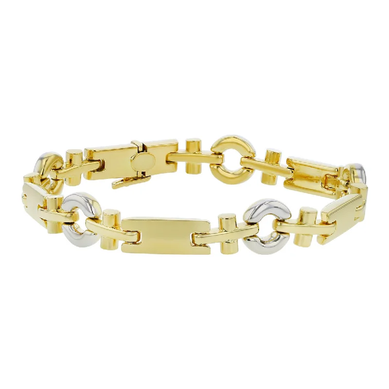 Two-Tone 14K Gold Alternating Link Bracelet