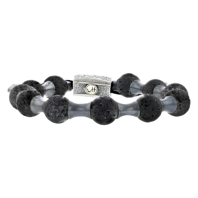 William Henry Sterling Silver Volcanic Ash Bead Bracelet