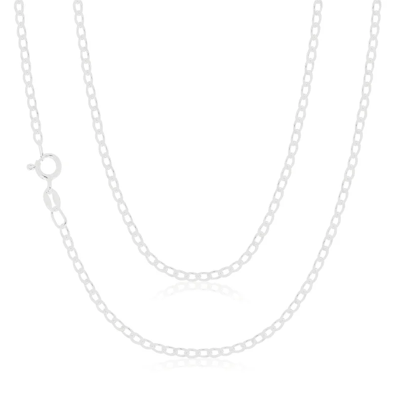 custom engraved infinity necklace Sterling Silver 40cm Curb Chain Diamond Cut and Bevelled