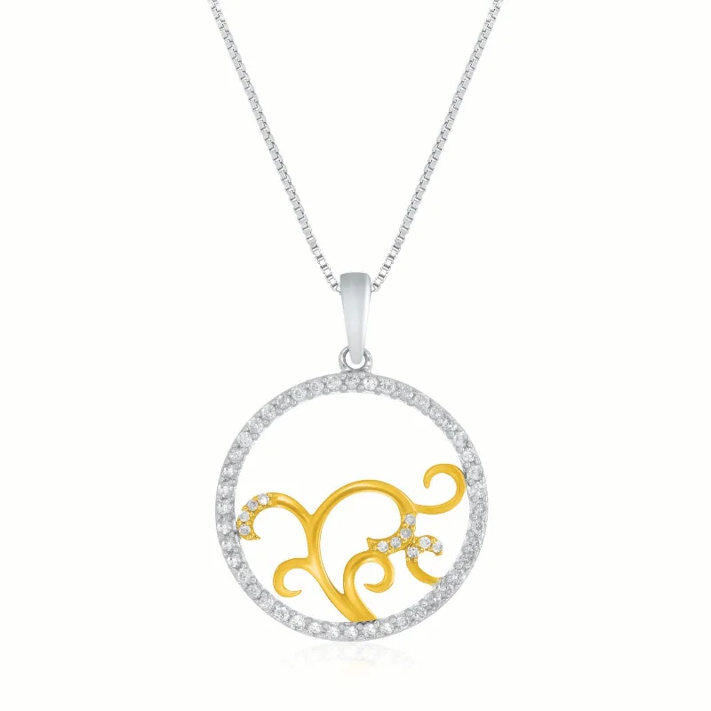 genuine ruby ring women 10ct Yellow Gold and Sterling Silver Round Brilliant Cut 0.30 Carat tw of Diamonds Necklace