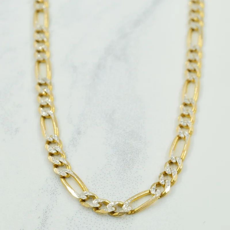 vintage-inspired moonstone necklace 10k Two Tone Gold Italian Hallmark Figaro Chain | 19" |