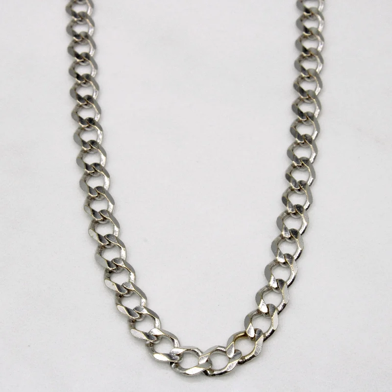 unique gemstone necklace handmade Italian 10k White Gold Curb Link Chain | 18" |