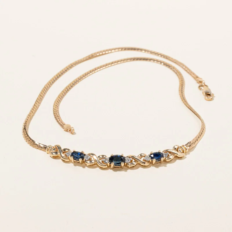 personalized silver cuff bracelet 10K Yellow Gold Sapphire & Diamond Necklace | 1.41ctw, 0.18ctw | 14" |