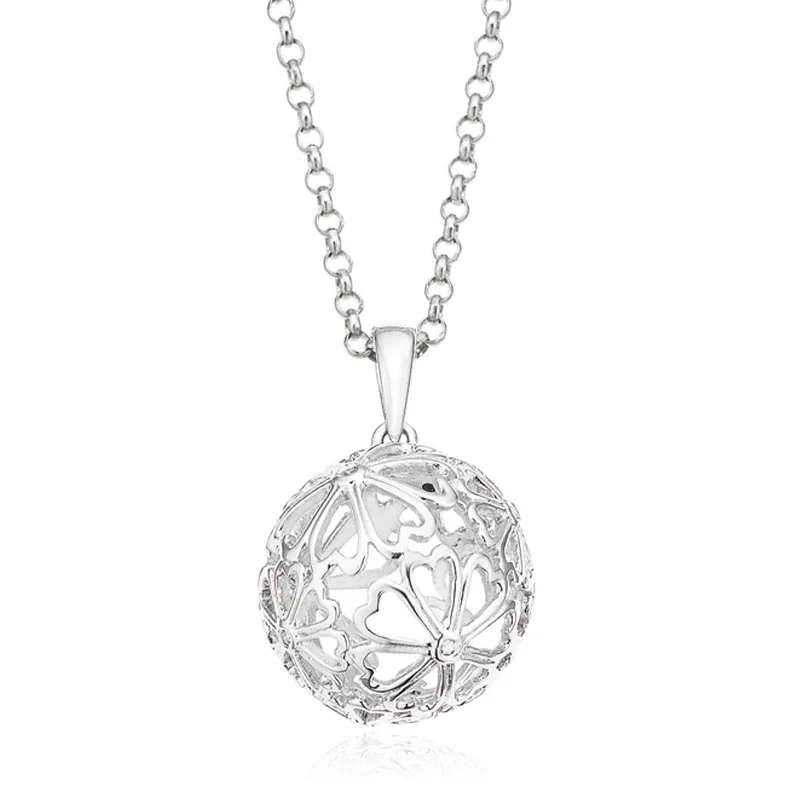 bold gothic skull necklace Sterling Silver Diamond Set Flower Ball Necklace Pendant