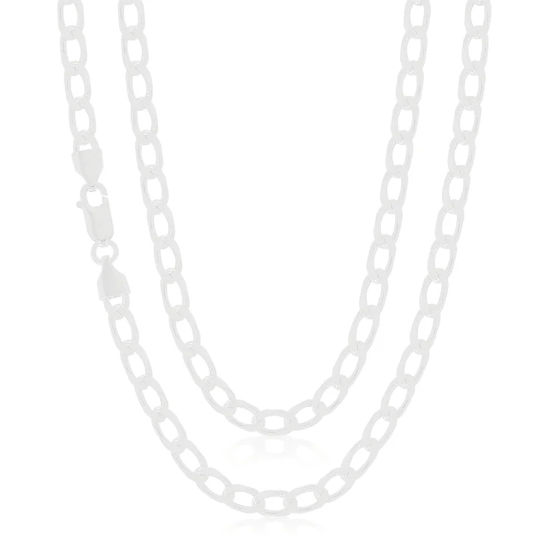 emerald-cut aquamarine necklace Sterling Silver 55cm Curb Chain