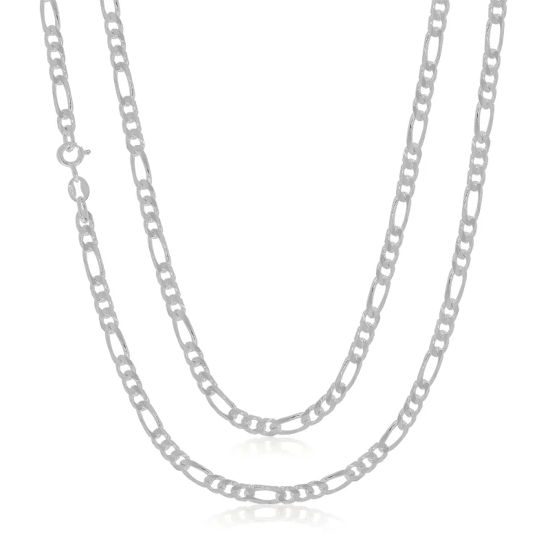 hammered silver wedding band Sterling Silver 55cm Figaro Chain