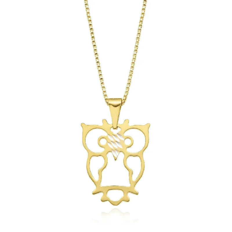 diamond halo pendant necklace 9ct Yellow Gold Silver Filled Owl Pendant