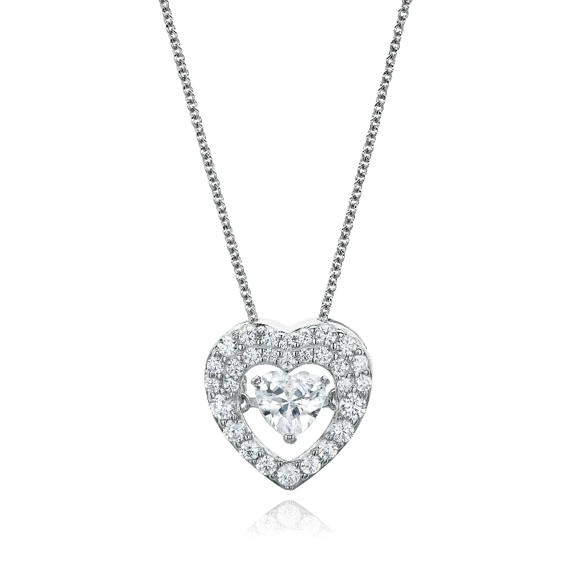 vintage diamond pendant necklace Sterling Silver Cubic Zirconia Heart Pendant