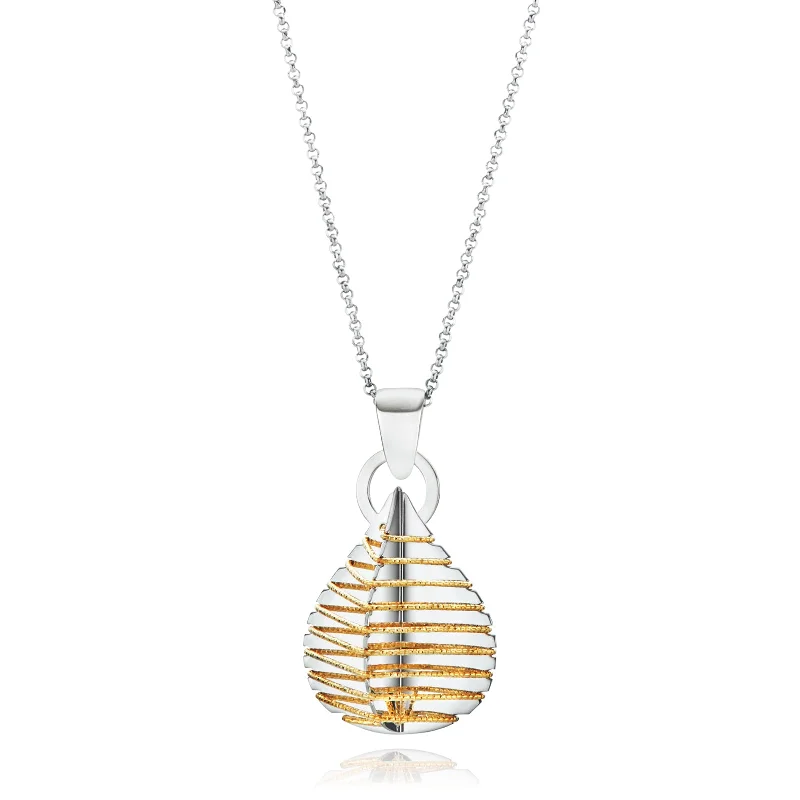 elegant art deco necklace Sterling Silver & Rose Gold Plated 3D Shaped Necklace