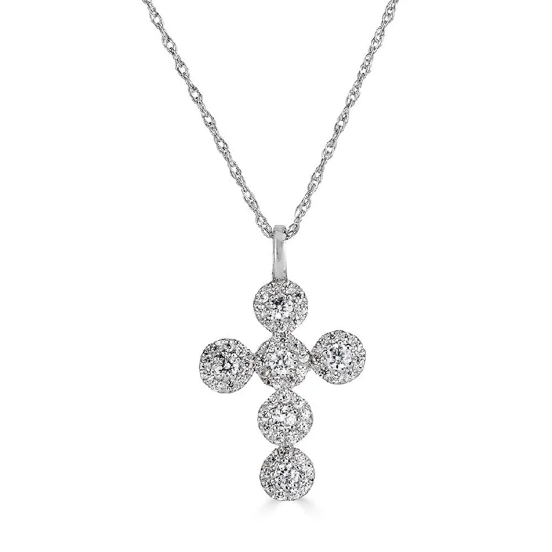 diamond halo stud earrings 14K Diamond Halo Cross Necklace