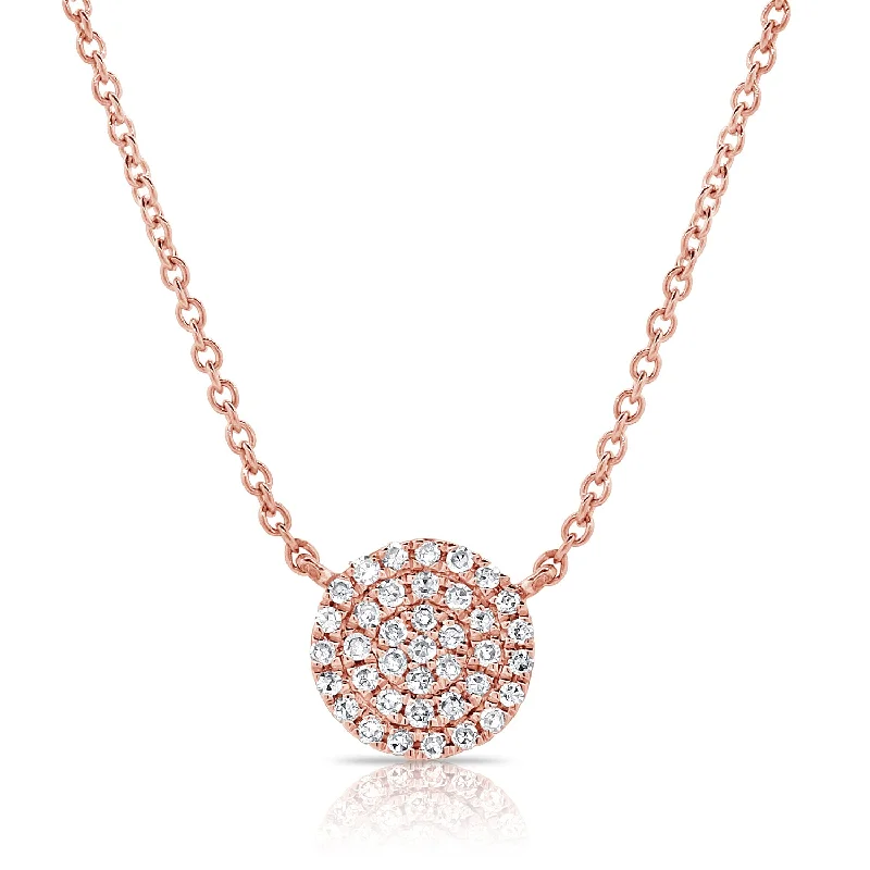 white gold diamond cluster ring 14K Rose Gold Diamond Disc Medium Necklace