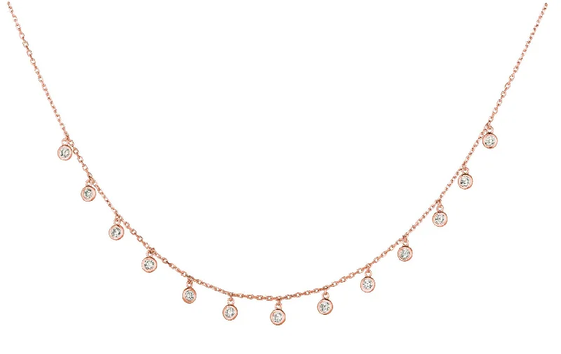 minimalist cuff bracelet adjustable 14K Rose Gold Diamond Drop Dangle Necklace