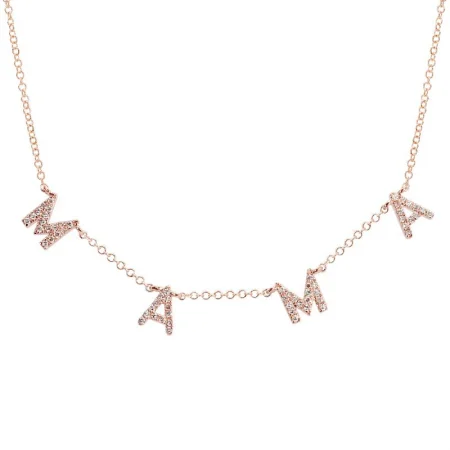 butterfly charm bracelet delicate 14K Rose Gold Diamond "Mama" Necklace