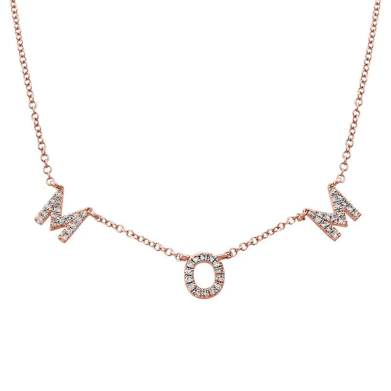 men’s tungsten wedding ring 14K Rose Gold Diamond Mom Necklace