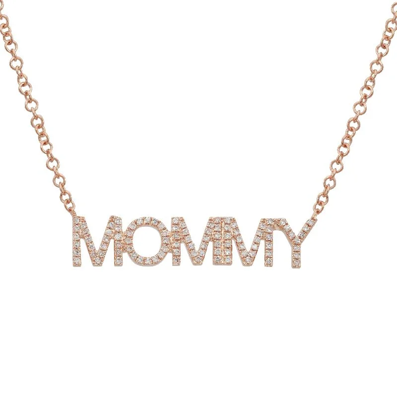 men’s black diamond cufflinks 14K Rose Gold Diamond "MOMMY" Necklace