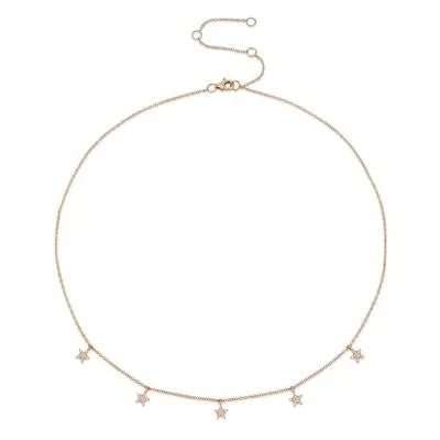 opal cluster ring unique 14K Rose Gold Diamond Star Dangle Necklace
