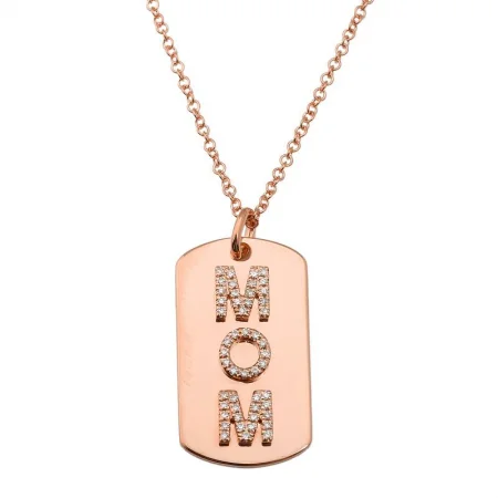 vintage diamond drop necklace 14k Rose Gold Mom Name Tag Necklace