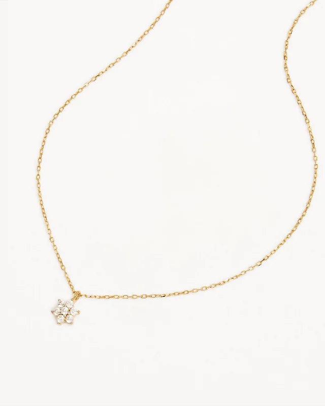 classic diamond solitaire earrings 14k Solid Gold Crystal Lotus Flower Necklace