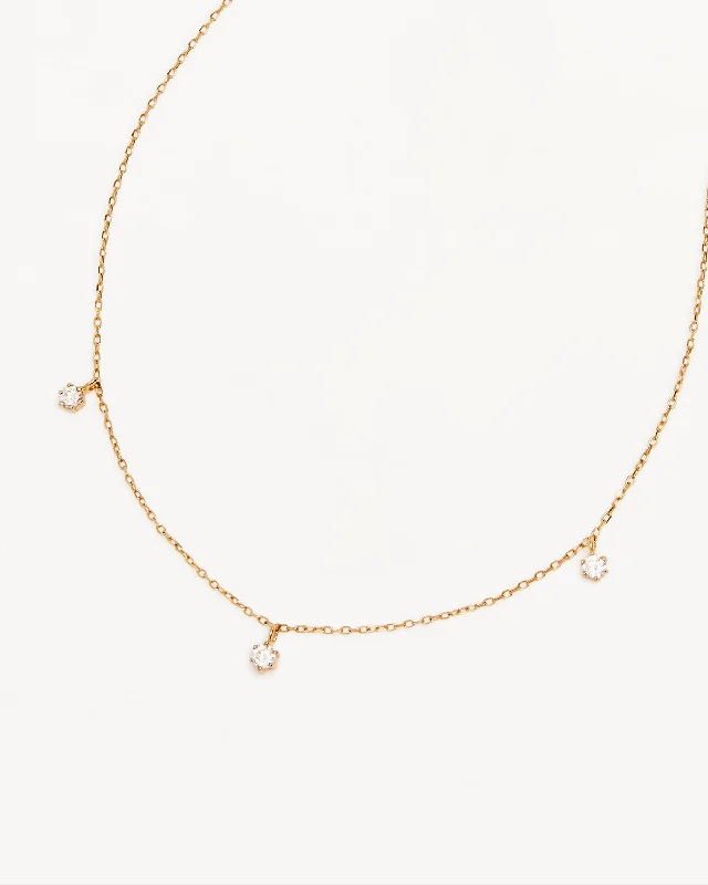 solid gold stacking rings set 14k Solid Gold Droplets Diamond Necklace