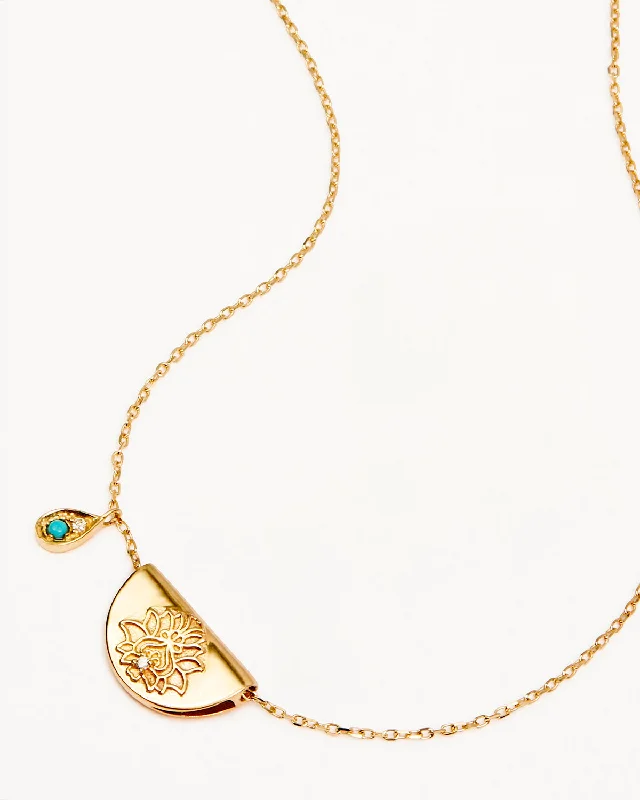 infinity loop ring rose gold 14k Solid Gold Lotus Birthstone Diamond Necklace - December - Turquoise