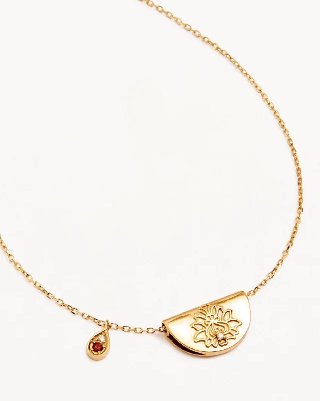 black opal engagement ring 14k Solid Gold Lotus Birthstone Diamond Necklace - January - Garnet