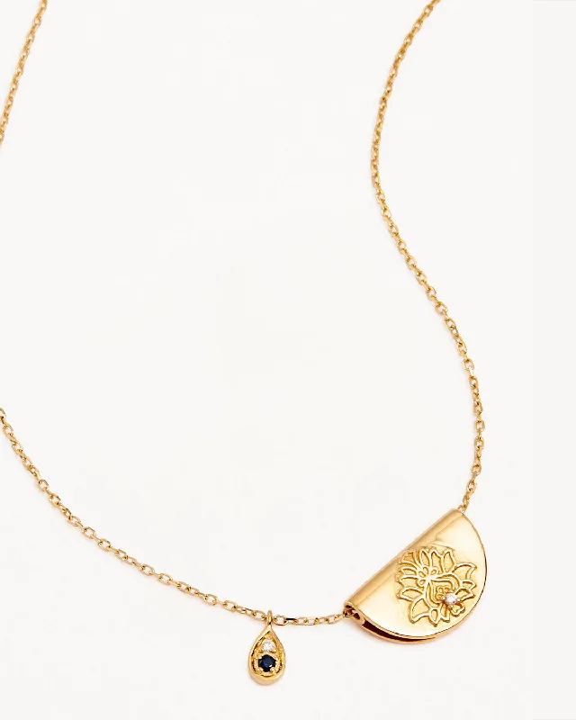 cubic zirconia eternity necklace 14k Solid Gold Lotus Birthstone Diamond Necklace - September - Sapphire cubic zirconia eternity necklace 14k Solid Gold Lotus Birthstone Diamond Necklace - September - Sapphire