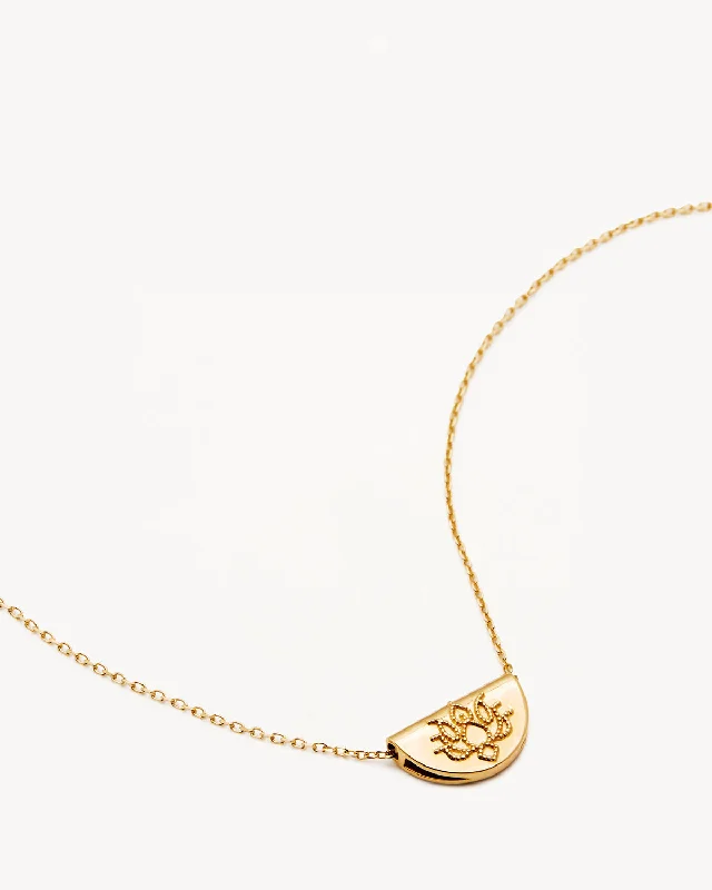 custom name necklace gold 14k Solid Gold Mini Lotus Necklace